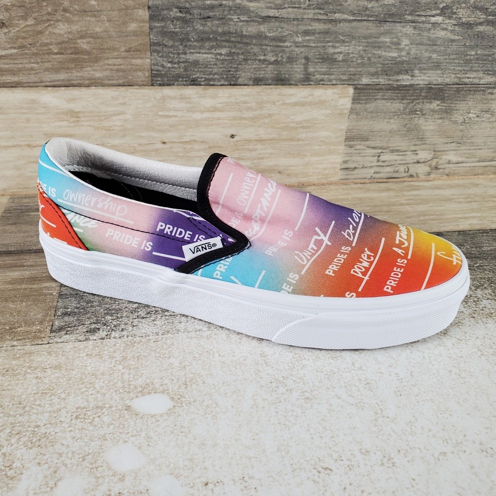 Vans Pride Skate Shoes Womens 6.5 Vibrant Rainbow Classic Slip On Sneaker